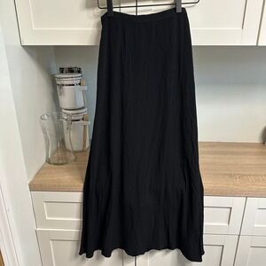 Wilfred Aritzia Maxi Skirt Womens 0 Black High Waisted Viscose Crepe Minimalist